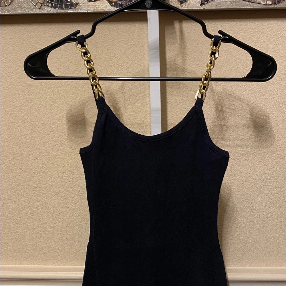 Ribbed Midi Dress with Gold Chain Straps - Picture 4 of 5